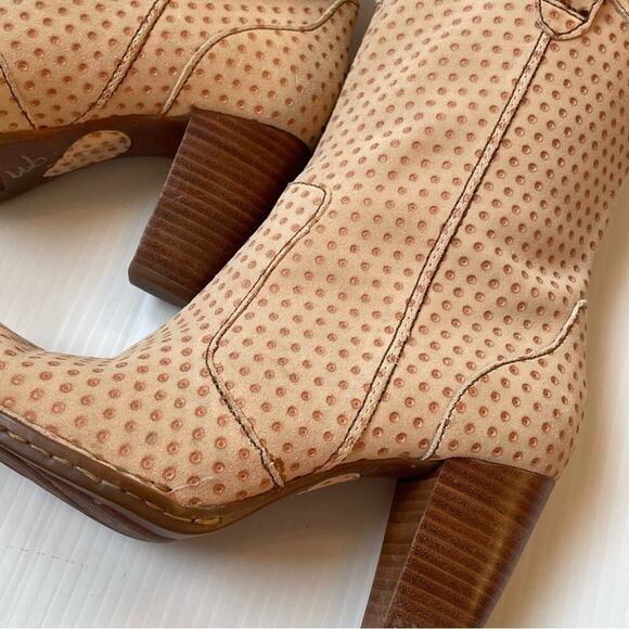 Born Genevieve polka dot stack heeled boots leather upper size 7.5 - Picture 2 of 12